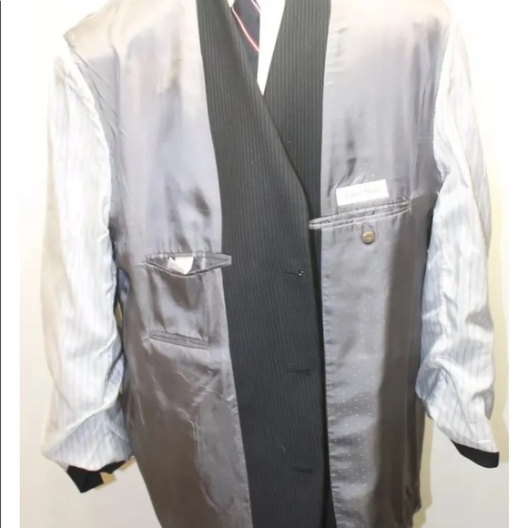 Calvin Klein Men's Blazer Pin Stripe Black 46R Made In Canada 100% Wool - Picture 6 of 11
